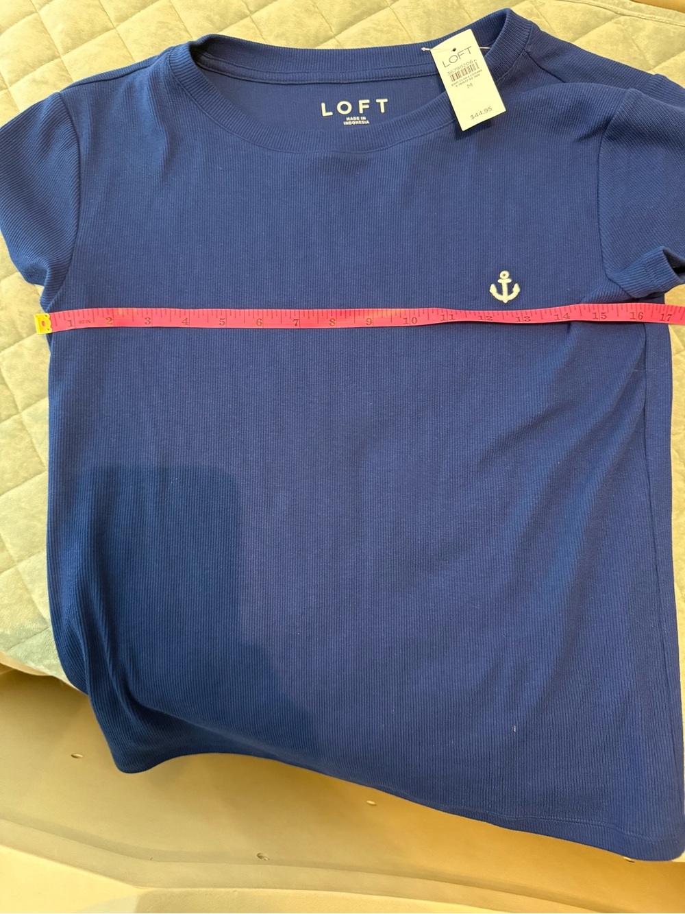 LOFT Navy Short-Sleeve Tee with Anchor Accent